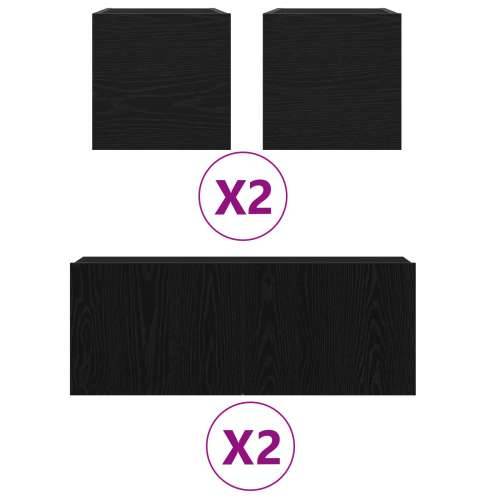 set TV kabineta od 6 komada zidni crni hrast konstruirano drvo, crni hrast TV stalak 80x30x30 cm od konstruiranog drveta, zidni  Cijena