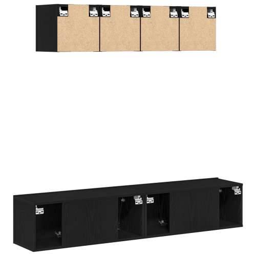 set TV kabineta od 6 komada zidni crni hrast konstruirano drvo, crni hrast TV stalak 80x30x30 cm od konstruiranog drveta, zidni  Cijena