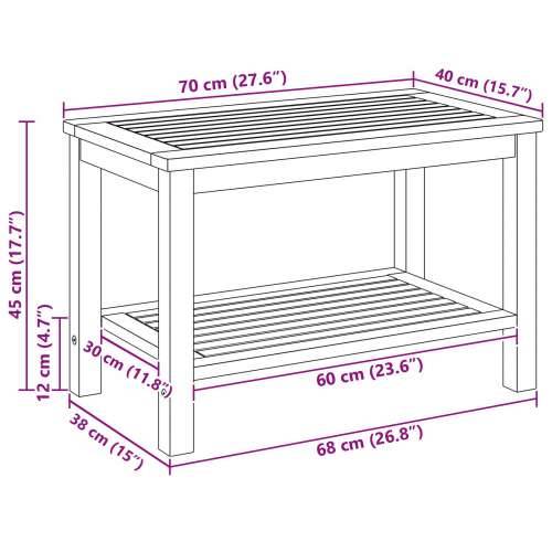 Stolić za kavu 70x40x45 cm od masivnog bagremovog drveta Cijena