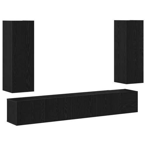 5-dijelni set TV ormarića zidnog montaže crna hrastovina konstruirano drvo, crni hrast TV stalak 80x30x30 cm napravljen od konst Cijena