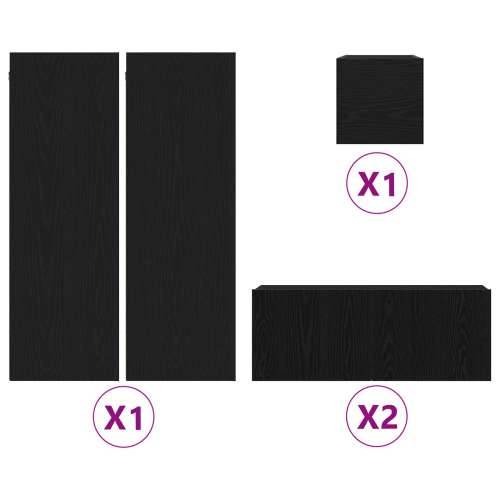 5-dijelni set TV ormarića zidnog montaže crna hrastovina konstruirano drvo, crni hrast TV stalak 80x30x30 cm napravljen od konst Cijena