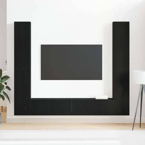 set od 6 TV ormara zidno montiran crni hrast konstruirano drvo, crni hrast TV stalak 80x30x30 cm izrađen od konstruiranog drveta Cijena