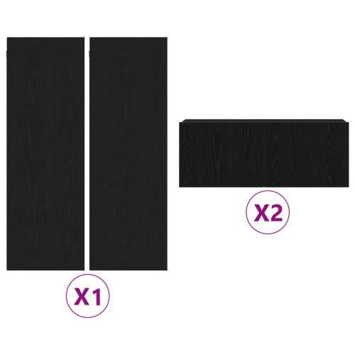 Set TV Kabineta od 4 Dijela, Zidni, Crni Hrast, Obrađeno Drvo, Crni Hrast TV Stalak 80x30x30 cm, Obrađeno Drvo, Zidni TV Kabinet Cijena