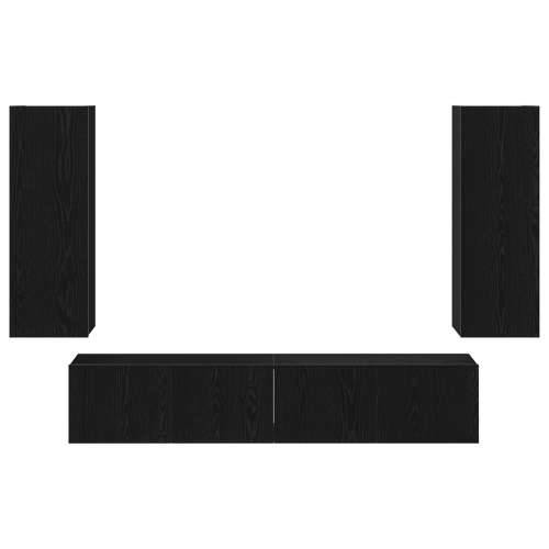 Set TV Kabineta od 4 Dijela, Zidni, Crni Hrast, Obrađeno Drvo, Crni Hrast TV Stalak 80x30x30 cm, Obrađeno Drvo, Zidni TV Kabinet Cijena