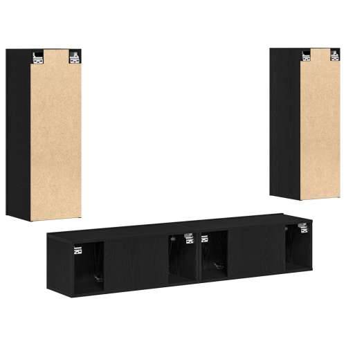 Set TV Kabineta od 4 Dijela, Zidni, Crni Hrast, Obrađeno Drvo, Crni Hrast TV Stalak 80x30x30 cm, Obrađeno Drvo, Zidni TV Kabinet Cijena
