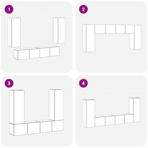 Set TV Kabineta od 4 Dijela, Zidni, Crni Hrast, Obrađeno Drvo, Crni Hrast TV Stalak 80x30x30 cm, Obrađeno Drvo, Zidni TV Kabinet Cijena