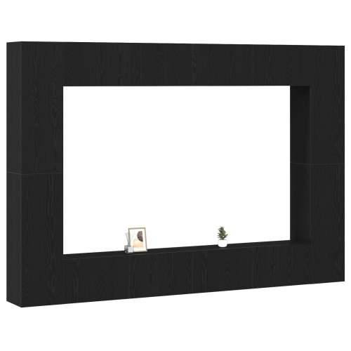 Set TV kabineta od 8 dijelova, zidni, crni hrast, inženjersko drvo, zidni TV kabinet - 2 komada, crni hrast, 30.5x30x90 cm, od i Cijena