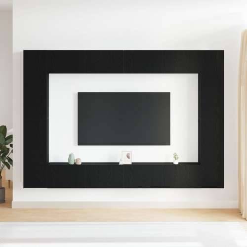 Set TV kabineta od 8 dijelova, zidni, crni hrast, inženjersko drvo, zidni TV kabinet - 2 komada, crni hrast, 30.5x30x90 cm, od i Cijena