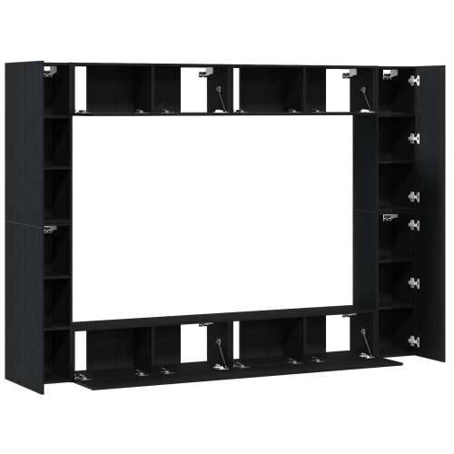 Set TV kabineta od 8 dijelova, zidni, crni hrast, inženjersko drvo, zidni TV kabinet - 2 komada, crni hrast, 30.5x30x90 cm, od i Cijena