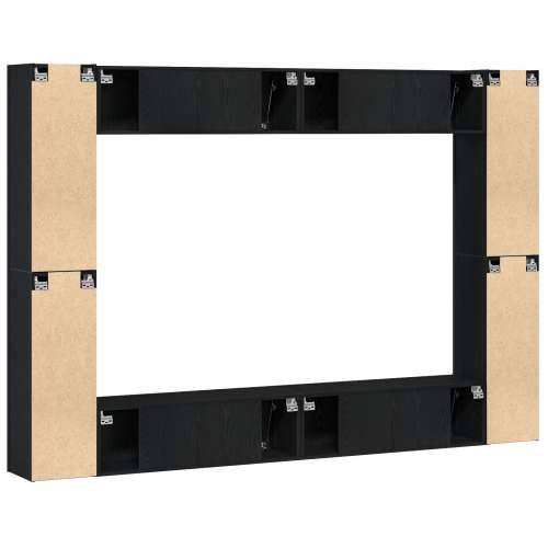 Set TV kabineta od 8 dijelova, zidni, crni hrast, inženjersko drvo, zidni TV kabinet - 2 komada, crni hrast, 30.5x30x90 cm, od i Cijena