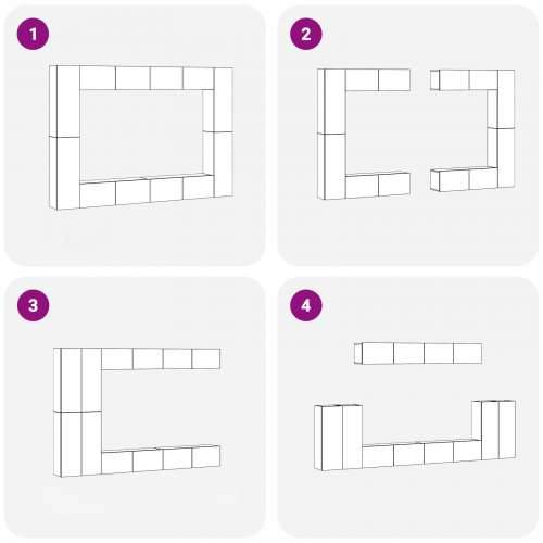 Set TV kabineta od 8 dijelova, zidni, crni hrast, inženjersko drvo, zidni TV kabinet - 2 komada, crni hrast, 30.5x30x90 cm, od i Cijena