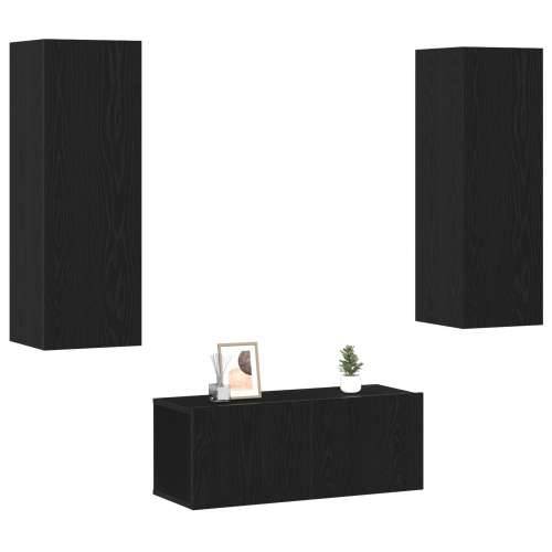 set TV kabineta od 3 dijela zidna montaža crni hrast MDF, crni hrast TV stalak 80x30x30 cm od MDF-a, zidni TV cabinet - 2 kom cr Cijena