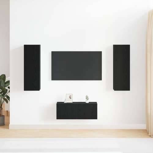 set TV kabineta od 3 dijela zidna montaža crni hrast MDF, crni hrast TV stalak 80x30x30 cm od MDF-a, zidni TV cabinet - 2 kom cr Cijena