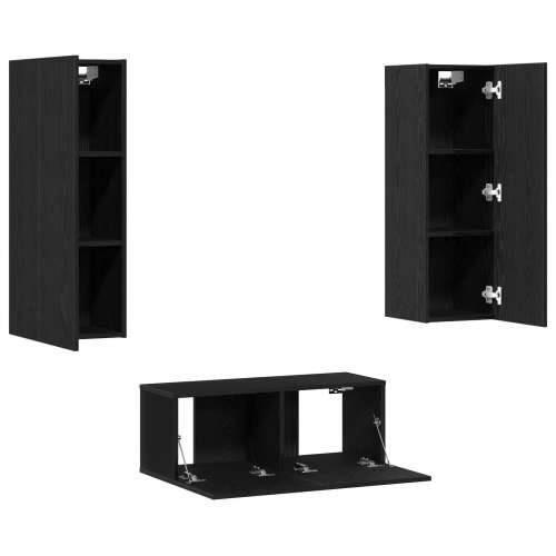 set TV kabineta od 3 dijela zidna montaža crni hrast MDF, crni hrast TV stalak 80x30x30 cm od MDF-a, zidni TV cabinet - 2 kom cr Cijena