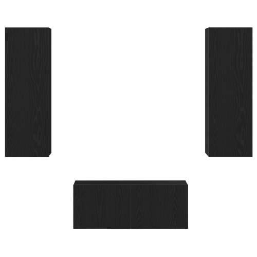 set TV kabineta od 3 dijela zidna montaža crni hrast MDF, crni hrast TV stalak 80x30x30 cm od MDF-a, zidni TV cabinet - 2 kom cr Cijena