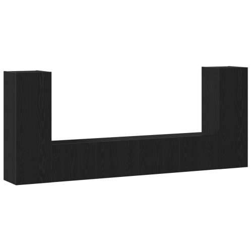 Set TV ormara od 4 dijela zidnog crnog hrasta, konstruirano drvo, TV stalak crni hrast 80x30x30 cm, izrađen od konstruiranog drv Cijena