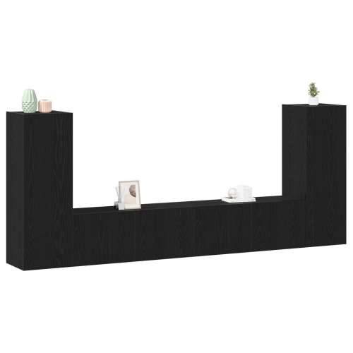 Set TV ormara od 4 dijela zidnog crnog hrasta, konstruirano drvo, TV stalak crni hrast 80x30x30 cm, izrađen od konstruiranog drv Cijena