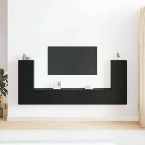 Set TV ormara od 4 dijela zidnog crnog hrasta, konstruirano drvo, TV stalak crni hrast 80x30x30 cm, izrađen od konstruiranog drv Cijena