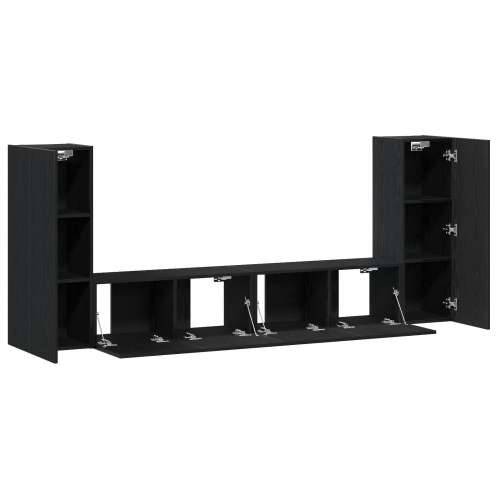 Set TV ormara od 4 dijela zidnog crnog hrasta, konstruirano drvo, TV stalak crni hrast 80x30x30 cm, izrađen od konstruiranog drv Cijena