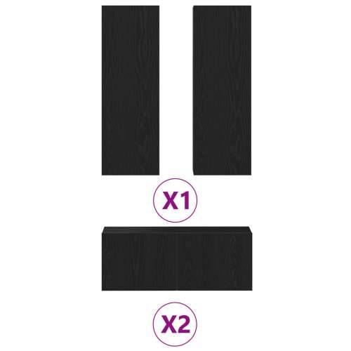Set TV ormara od 4 dijela zidnog crnog hrasta, konstruirano drvo, TV stalak crni hrast 80x30x30 cm, izrađen od konstruiranog drv Cijena