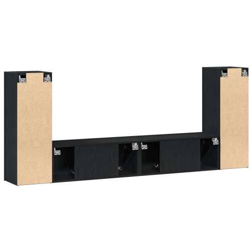 Set TV ormara od 4 dijela zidnog crnog hrasta, konstruirano drvo, TV stalak crni hrast 80x30x30 cm, izrađen od konstruiranog drv Cijena