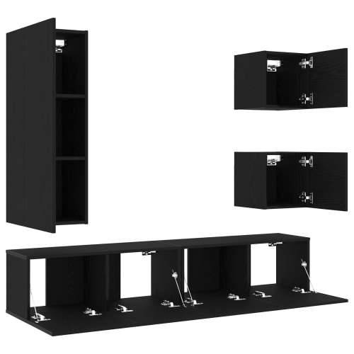 set TV kabineta 6 dijelova crni hrast konstruirano drvo, zidni TV kabineta 2 kom crni hrast 30.5x30x30 cm, zidni TV kabinet u cr Cijena