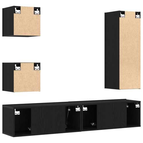 set TV kabineta 6 dijelova crni hrast konstruirano drvo, zidni TV kabineta 2 kom crni hrast 30.5x30x30 cm, zidni TV kabinet u cr Cijena