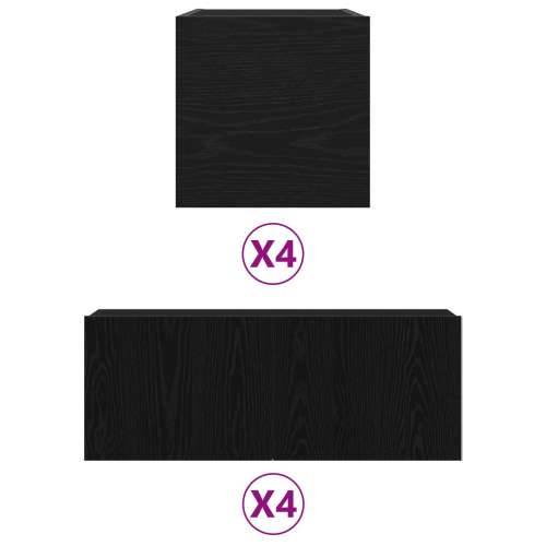 Set od 6 dijelova TV ormarića zidno montiran crni hrast konstruirano drvo, TV stalak od crnog hrasta 80x30x30 cm izrađen od kons Cijena