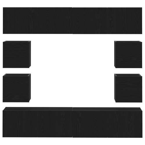 Set od 6 dijelova TV ormarića zidno montiran crni hrast konstruirano drvo, TV stalak od crnog hrasta 80x30x30 cm izrađen od kons Cijena