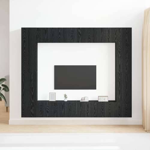 8-dijelni zidni TV ormar od crnog hrasta i konstruiranog drva, crni hrast TV stalak, 80x30x30 cm, od konstruiranog drva, montira Cijena