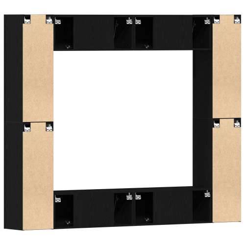8-dijelni zidni TV ormar od crnog hrasta i konstruiranog drva, crni hrast TV stalak, 80x30x30 cm, od konstruiranog drva, montira Cijena