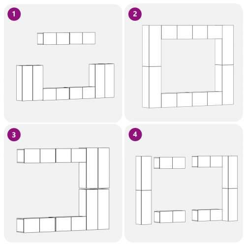 8-dijelni zidni TV ormar od crnog hrasta i konstruiranog drva, crni hrast TV stalak, 80x30x30 cm, od konstruiranog drva, montira Cijena