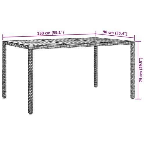 vrtni stol za blagovanje sivi 150x90x75 cm poliratan Cijena