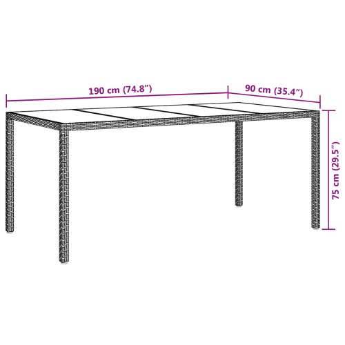 Vrtni stol za blagovanje Smeđa 190x90x75 cm Poli ratan Cijena