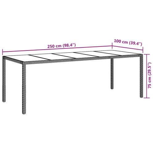 Stol Za Blagovanje U Vrtu Sivi 250x100x75 cm Poli Ratan Cijena