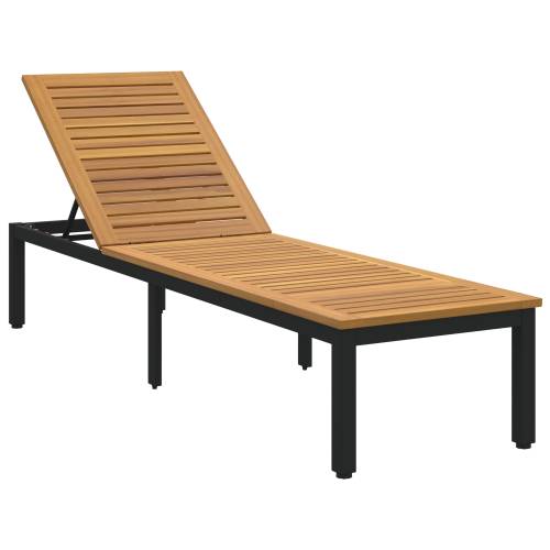 ležaljka na suncu crna 200x55x35 cm masivno bagremovo drvo Cijena