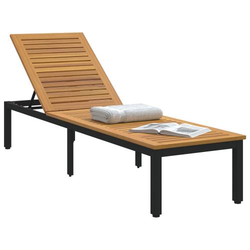 ležaljka na suncu crna 200x55x35 cm masivno bagremovo drvo Cijena