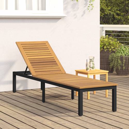 ležaljka na suncu crna 200x55x35 cm masivno bagremovo drvo Cijena