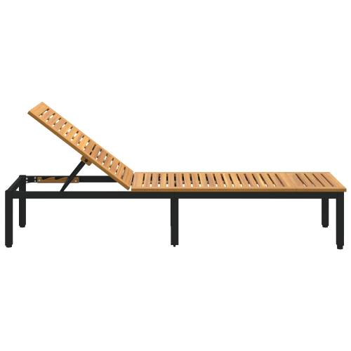 ležaljka na suncu crna 200x55x35 cm masivno bagremovo drvo Cijena