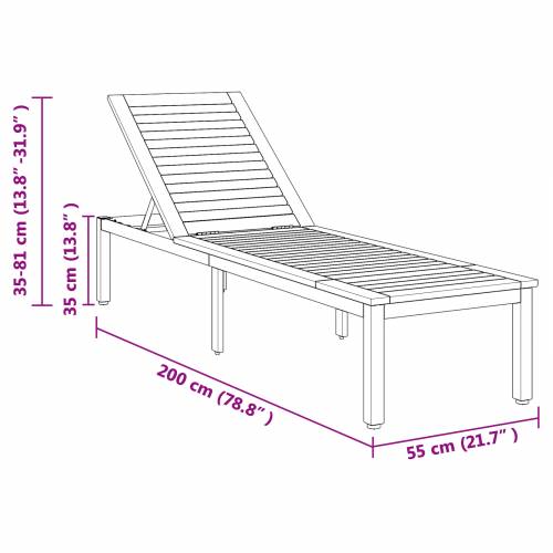ležaljka na suncu crna 200x55x35 cm masivno bagremovo drvo Cijena