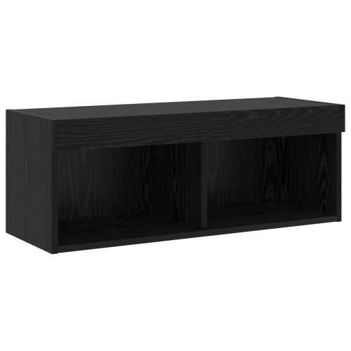 8 komada TV zidne jedinice s LED Crni hrast konstruirano drvo Cijena