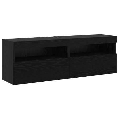 8 komada TV zidne jedinice s LED Crni hrast konstruirano drvo Cijena