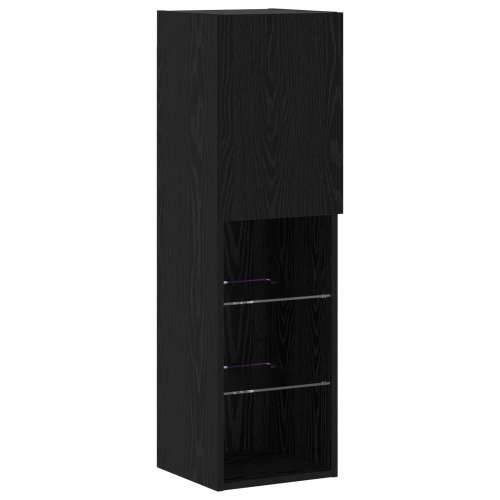 8 komada TV zidne jedinice s LED Crni hrast konstruirano drvo Cijena