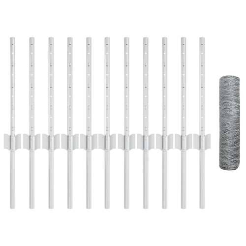 Postovi za ograde 11 kom U-kanal 40 cm Galvanizirani čelik, Šesterokutna ograda 0.4x25 m Galvanizirani čelik Cijena