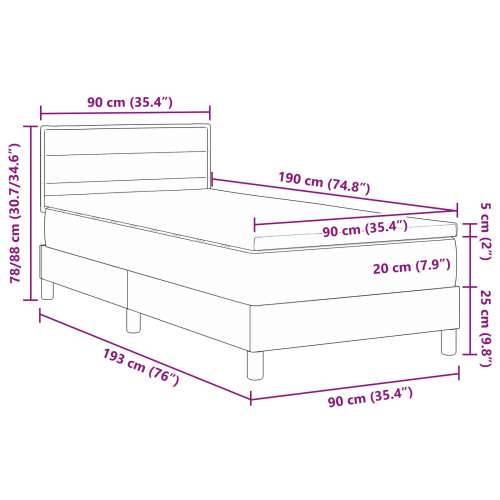 Box Spring Krevet s Madracem Crni 90x190 cm Tekstil Cijena