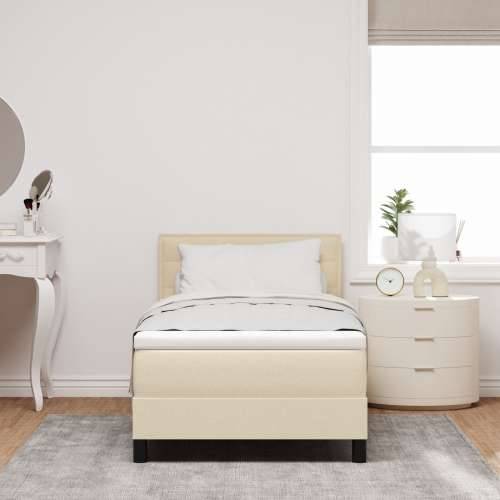 Box Spring Krevet s madracem Bež 90x200 cm Tkanina Cijena