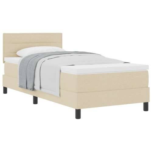Krevet s kutijom opruge s madracem krem 100x200 cm tkanina Cijena