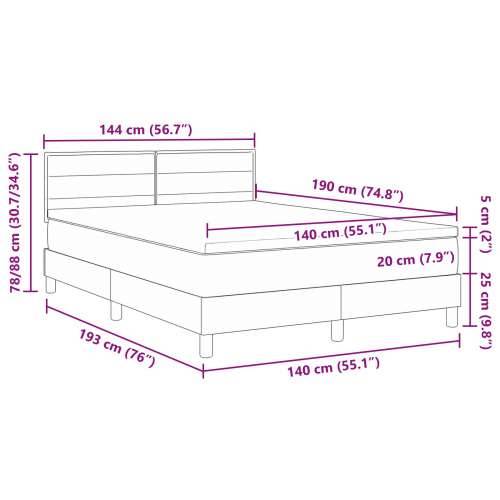 Box Spring Krevet s Madracem Crn 140x190 cm Tkanina Cijena