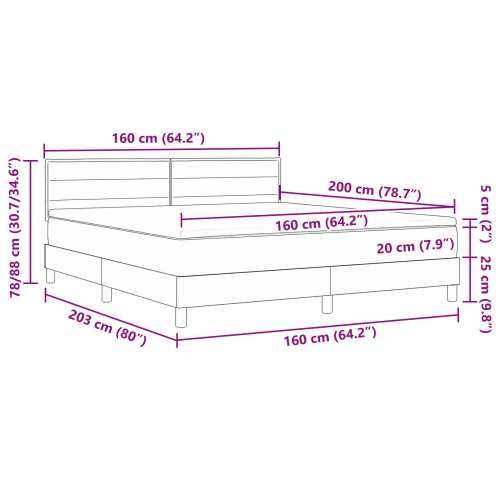 Box Spring Krevet s madracem Svijetlo siva 160x200 cm Tkanina Cijena