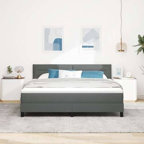 Box Spring Krevet s Madracem Tamnosiva 180x200 cm Tkanina Cijena